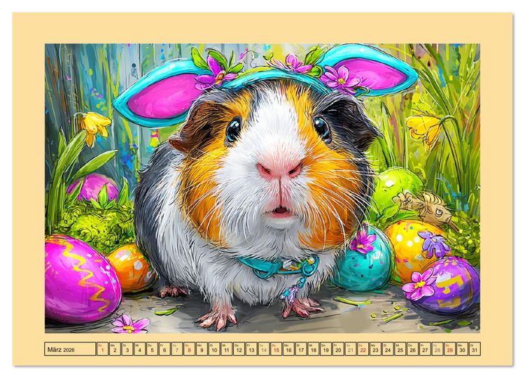 Produktbild: Niedliche Meerschweinchen. Zauberhafte Cartoons mit Witz und Charme (hochwertiger Premium Wandkalender 2026 DIN A2 quer), Kunstdruck in Hochglanz