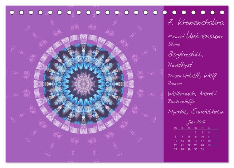 Produktbild: Kleine Chakrenlehre (Tischkalender 2026 DIN A5 quer), CALVENDO Monatskalender