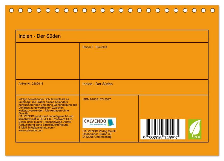 Produktbild: Indien - Der S&uuml;den (Tischkalender 2026 DIN A5 quer), CALVENDO Monatskalender