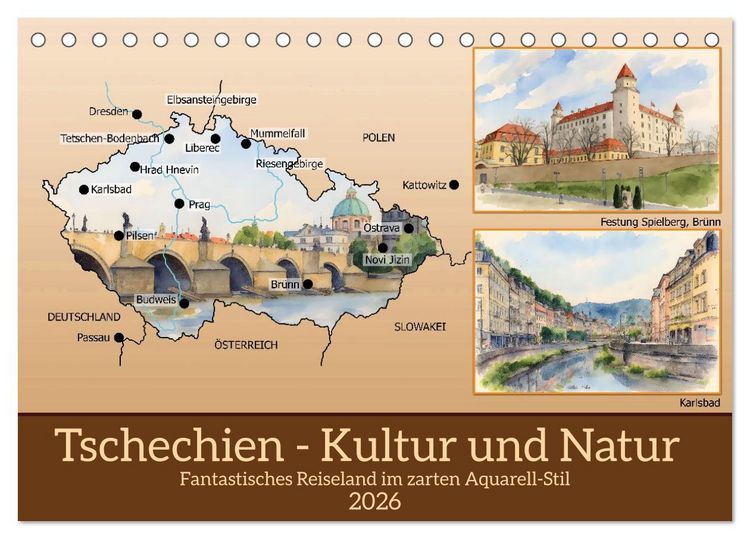 Produktbild: Tschechien - Kultur und Natur (Tischkalender 2026 DIN A5 quer), CALVENDO Monatskalender