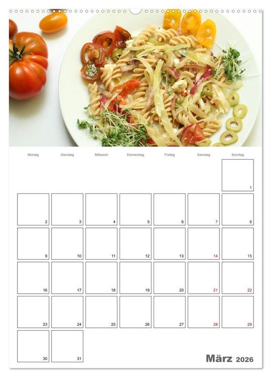 Produktbild: Pasta mit Gem&uuml;se (Wandkalender 2026 DIN A2 hoch), CALVENDO Monatskalender