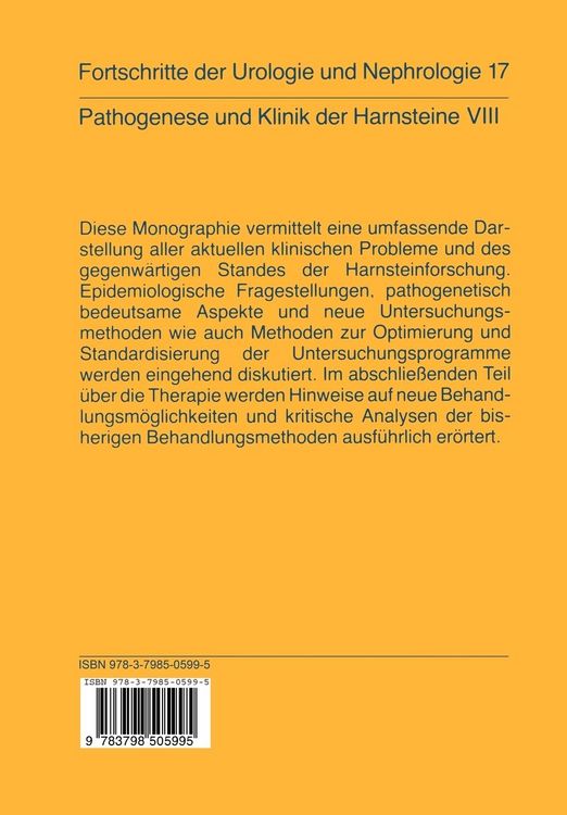 Produktbild: Pathogenese und Klinik der Harnsteine VIII