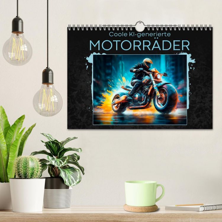 Produktbild: Coole KI-generierte MOTORR&Auml;DER (Wandkalender 2026 DIN A4 quer), CALVENDO Monatskalender