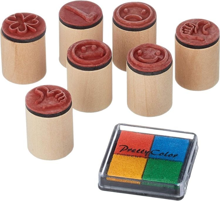 Produktbild: Stempel Kleeblatt, Smile, ...(7 Stempel), Motivationsstempel