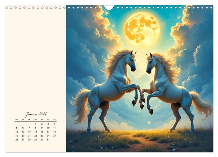 Produktbild: Fantasiewelten - Pferde (Wandkalender 2026 DIN A3 quer), CALVENDO Monatskalender