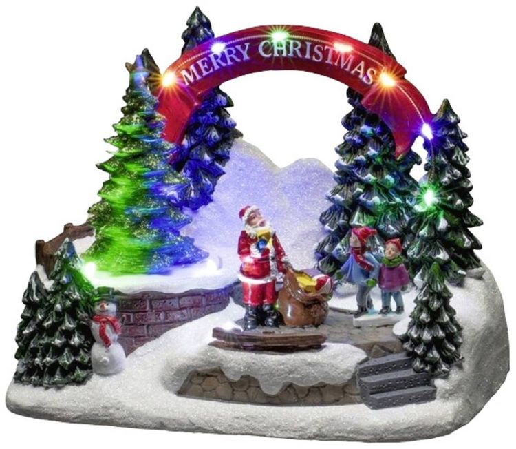 Produktbild: Konstsmide 4244-000 Weihnachtsmann mit Kind Mehrfarbig LED Bunt mit Schalter, mit Musik