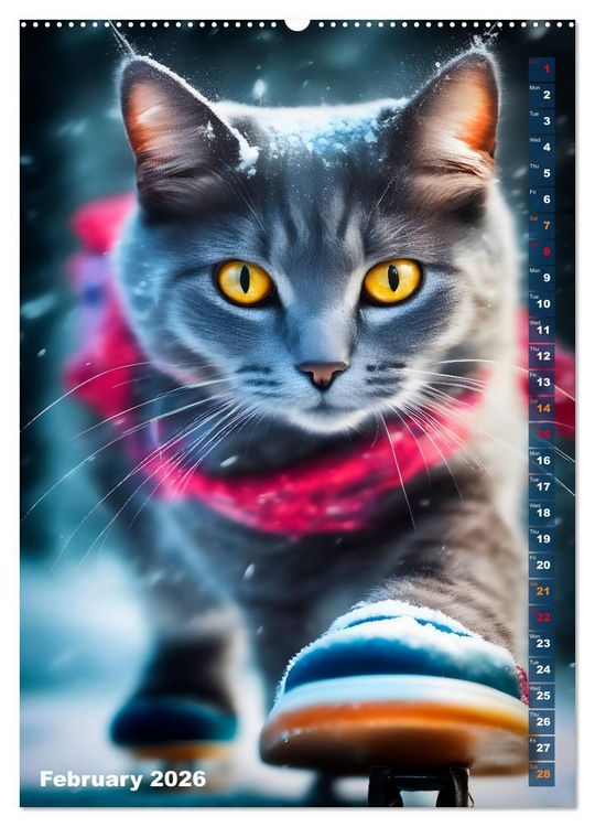 Produktbild: Outdoor sports for cats (High Quality Premium Wall Calendar 2026 DIN A2 portrait),CALVENDO 12 Month Wall Calendar