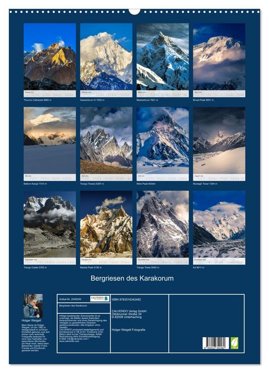 Produktbild: Bergriesen des Karakorum (Wandkalender 2026 DIN A2 hoch), CALVENDO Monatskalender