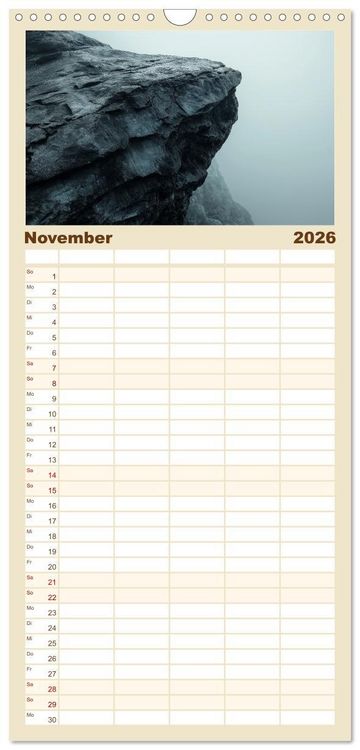 Produktbild: Familienplaner 2026 - Minimalistische Naturmomente &ndash; Ruhe und Sch&ouml;nheit in der Natur mit 5 Spalten (Wandkalender, 21 x 45 cm) CALVENDO