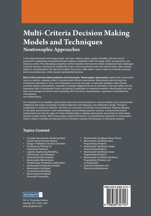 Produktbild: Multi-Criteria Decision Making Models and Techniques