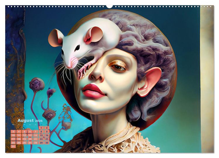 Produktbild: Fantasy Tier Frauen Portraits (Wandkalender 2026 DIN A2 quer), CALVENDO Monatskalender