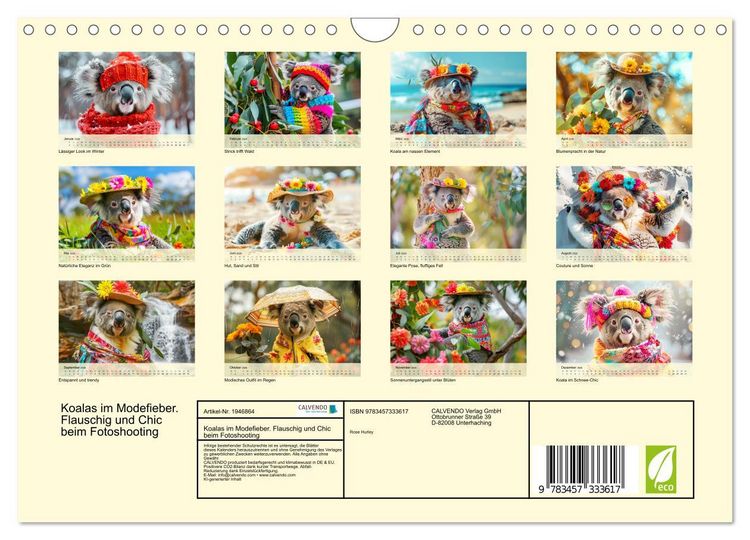 Produktbild: Koalas im Modefieber. Flauschig und Chic beim Fotoshooting (Wandkalender 2026 DIN A4 quer), CALVENDO Monatskalender