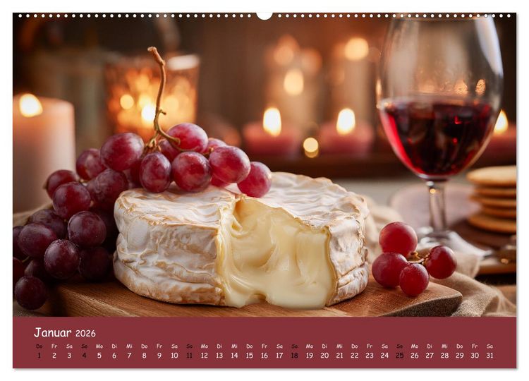Produktbild: K&auml;sekalender - mit Gourmet K&auml;se und Platten durchs Jahr (Wandkalender 2026 DIN A2 quer), CALVENDO Monatskalender