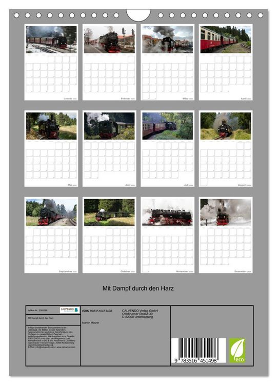 Produktbild: Mit Dampf durch den Harz (Wandkalender 2026 DIN A4 hoch), CALVENDO Monatskalender