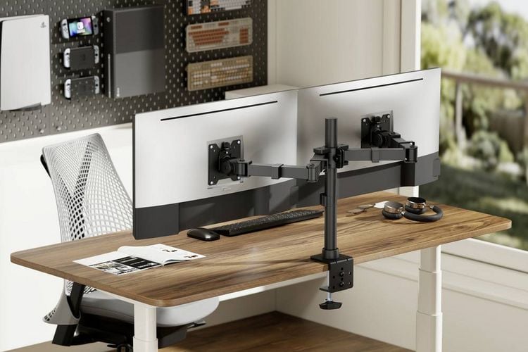 Produktbild: SpeaKa Professional Monitor-Tischhalterung SP-MM-221 2 Display(s) 43,2cm (17\") - 88,9cm (35\") Schwarz H&ouml;henverstellbar, Neigbar