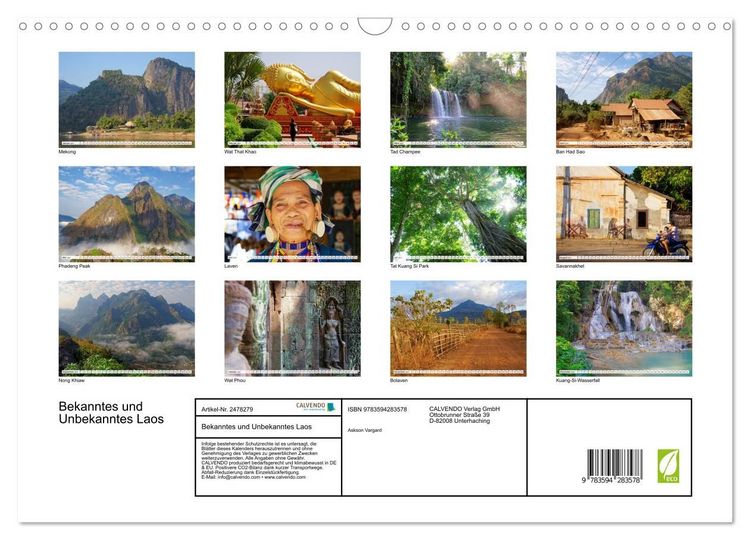 Produktbild: Bekanntes und Unbekanntes Laos (Wandkalender 2027 DIN A3 quer), CALVENDO Monatskalender
