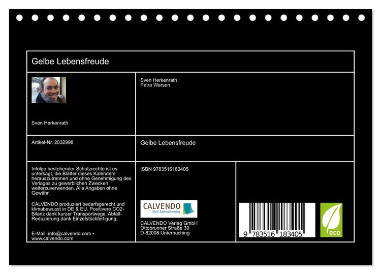 Produktbild: Gelbe Lebensfreude (Tischkalender 2026 DIN A5 quer), CALVENDO Monatskalender