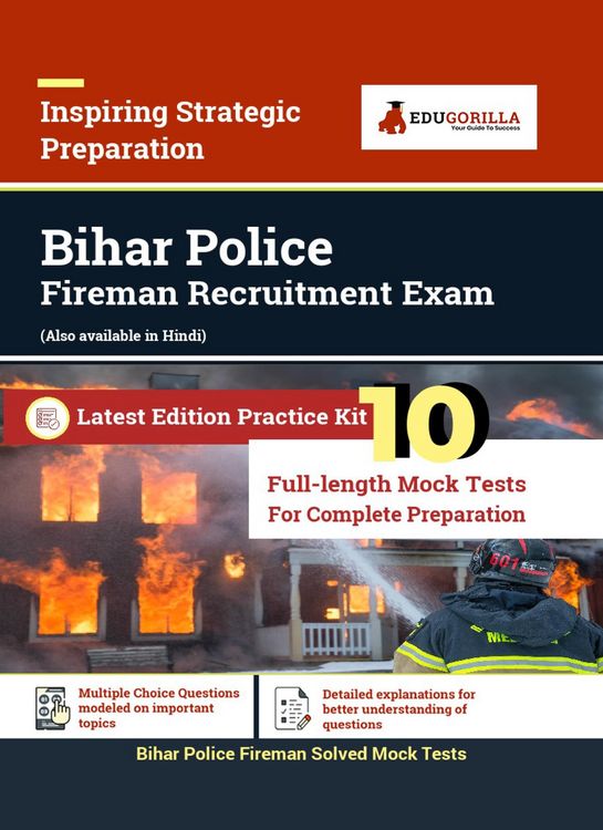 Produktbild: Bihar Police Fireman Recruitment Exam 2021 | 10 Full-length Mock Tests (Solved) | Latest Pattern Kit By EduGorilla (in English)