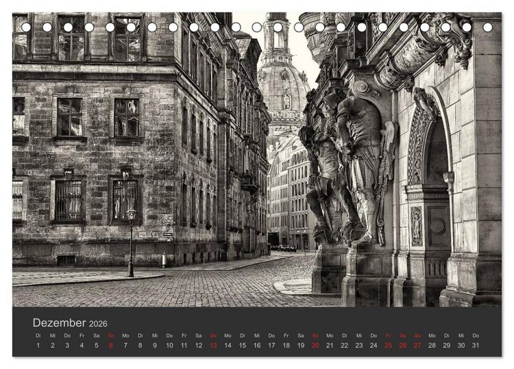 Produktbild: Dresden Schwarz Weiss 2026 (Tischkalender 2026 DIN A5 quer), CALVENDO Monatskalender