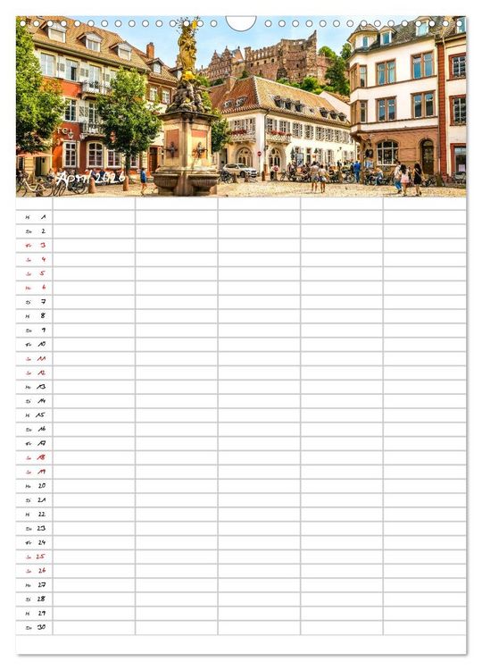 Produktbild: Heidelberger Familienkalender (Wandkalender 2026 DIN A3 hoch), CALVENDO Monatskalender