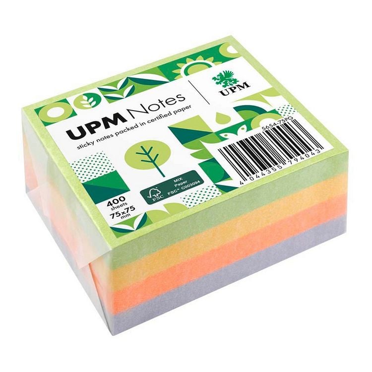 Produktbild: UPM Notes Haftnotizw&uuml;rfel Springmix 400 Blatt 75x75mm