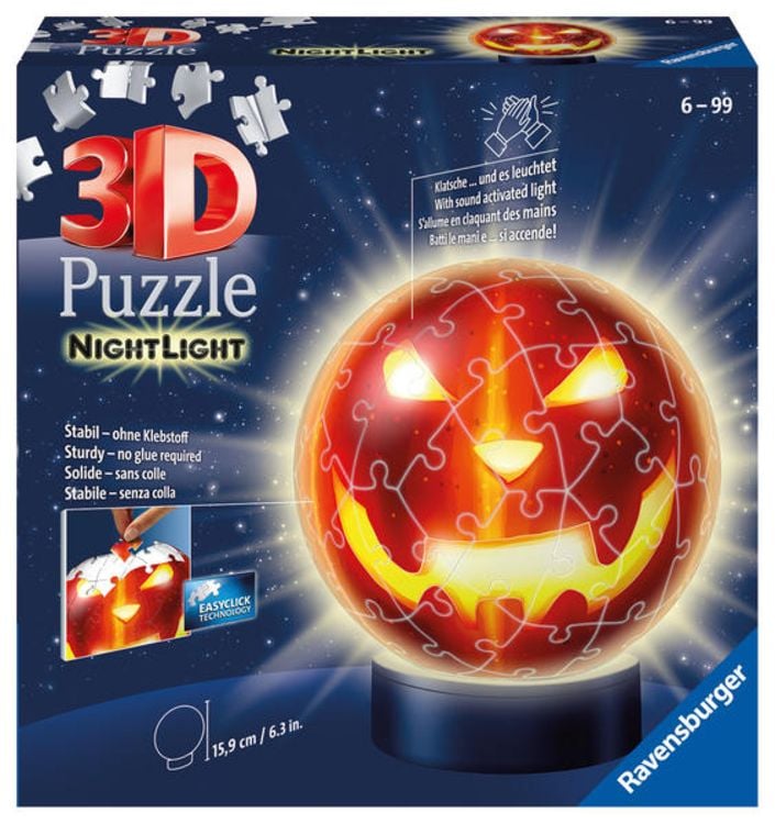 Produktbild: Puzzle Ravensburger Puzzle-Ball Nachtlicht K&uuml;rbiskopf 72 Teile