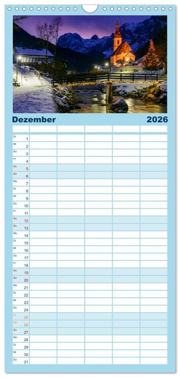Produktbild: Familienplaner 2026 - Unterwegs im Bergsteigerdorf Ramsau mit 5 Spalten (Wandkalender, 21 x 45 cm) CALVENDO
