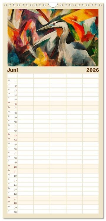 Produktbild: Familienplaner 2026 - Expressionistisch durchs Jahr mit 5 Spalten (Wandkalender, 21 x 45 cm) CALVENDO