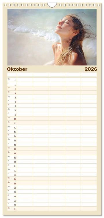 Produktbild: Familienplaner 2026 - Entspannen am Strand mit 5 Spalten (Wandkalender, 21 x 45 cm) CALVENDO