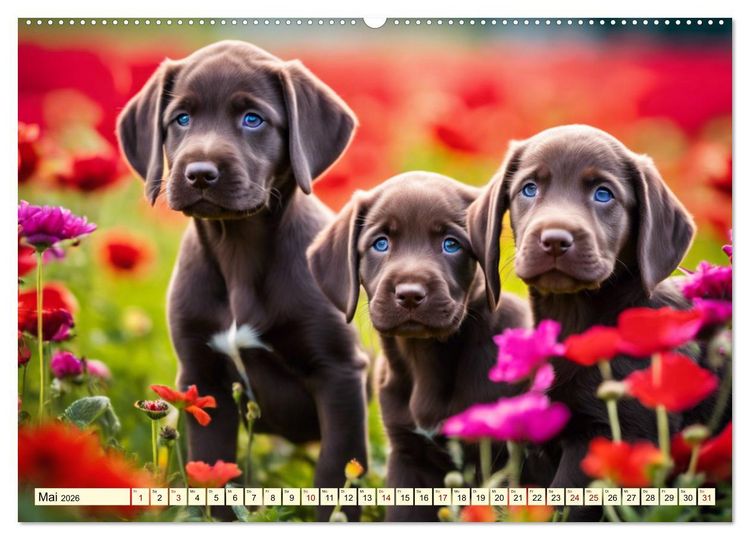 Produktbild: Weimaraner - der ideale Jagdbegleiter (hochwertiger Premium Wandkalender 2026 DIN A2 quer), Kunstdruck in Hochglanz