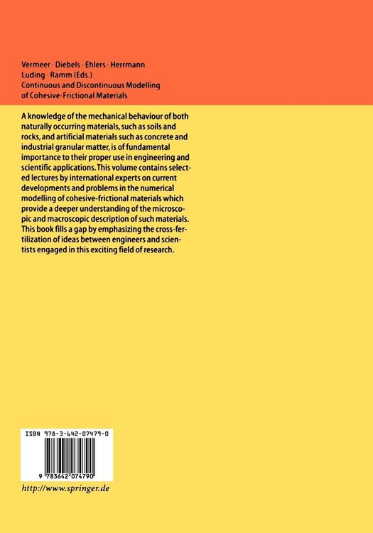 Produktbild: Continuous and Discontinuous Modelling of Cohesive-Frictional Materials