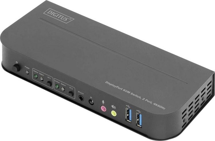 Produktbild: Digitus DS-12850 2+2 Port KVM-Umschalter DisplayPort&reg;, HDMI Fernbedienung, Tastatur 3840 x 2160 Pixel