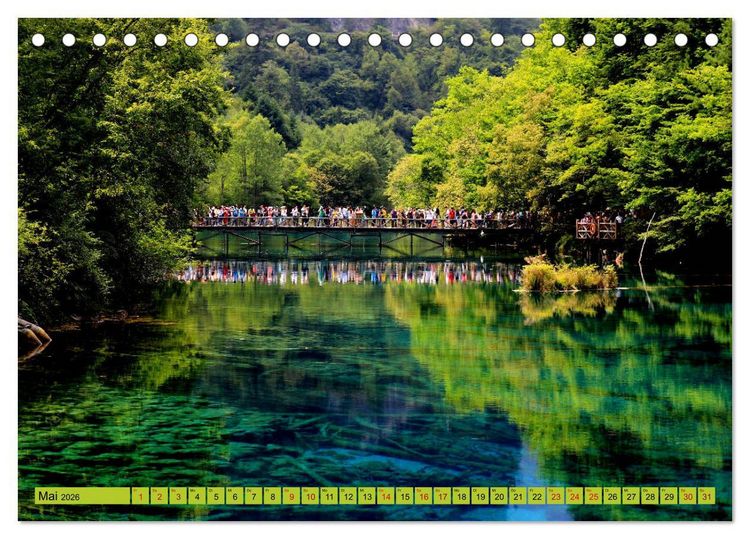 Produktbild: Die magischen Gew&auml;sser von Jiuzhaigou und Huanglong (Tischkalender 2026 DIN A5 quer), CALVENDO Monatskalender