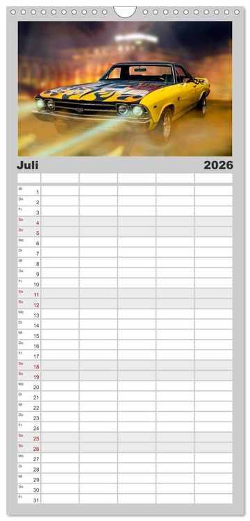 Produktbild: Familienplaner 2026 - American Classic Cars mit 5 Spalten (Wandkalender, 21 x 45 cm) CALVENDO