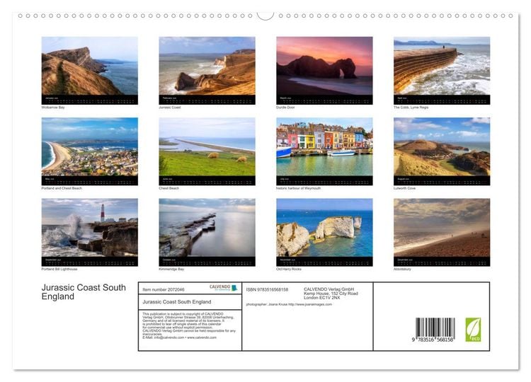 Produktbild: Jurassic Coast South England (High Quality Premium Wall Calendar 2026 DIN A2 landscape),CALVENDO 12 Month Wall Calendar