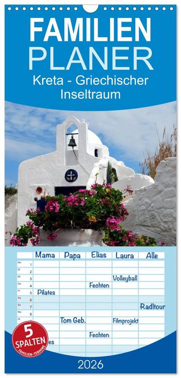 Produktbild: Familienplaner 2026 - Kreta - Griechischer Inseltraum mit 5 Spalten (Wandkalender, 21 x 45 cm) CALVENDO