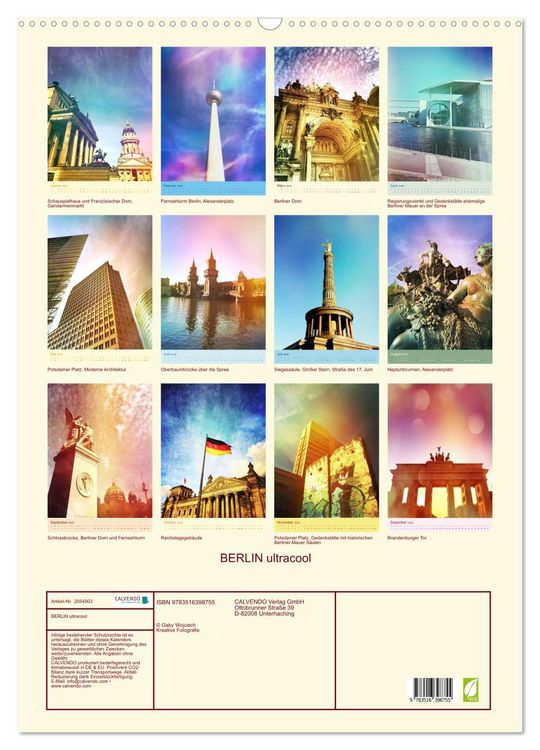 Produktbild: BERLIN ultracool (Wandkalender 2026 DIN A2 hoch), CALVENDO Monatskalender