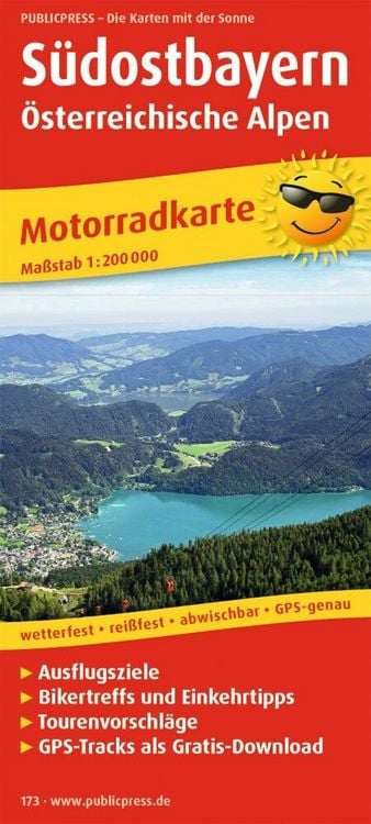 Produktbild: Publicpress Motorradkarte S&uuml;dostbayern, &Ouml;sterreichische Alpen 1:200.000