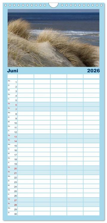 Produktbild: Familienplaner 2026 - Strandwanderungen auf Texel mit 5 Spalten (Wandkalender, 21 x 45 cm) CALVENDO