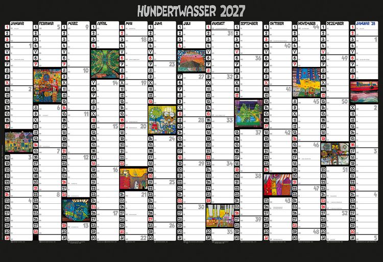Produktbild: Hundertwasser Mini-Jahresplaner Art 2027