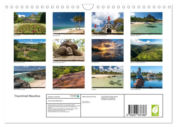 Produktbild: Trauminsel Mauritius (Wandkalender 2026 DIN A4 quer), CALVENDO Monatskalender