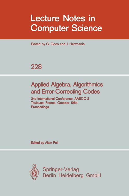 Produktbild: Applied Algebra, Algorithmics and Error-Correcting Codes