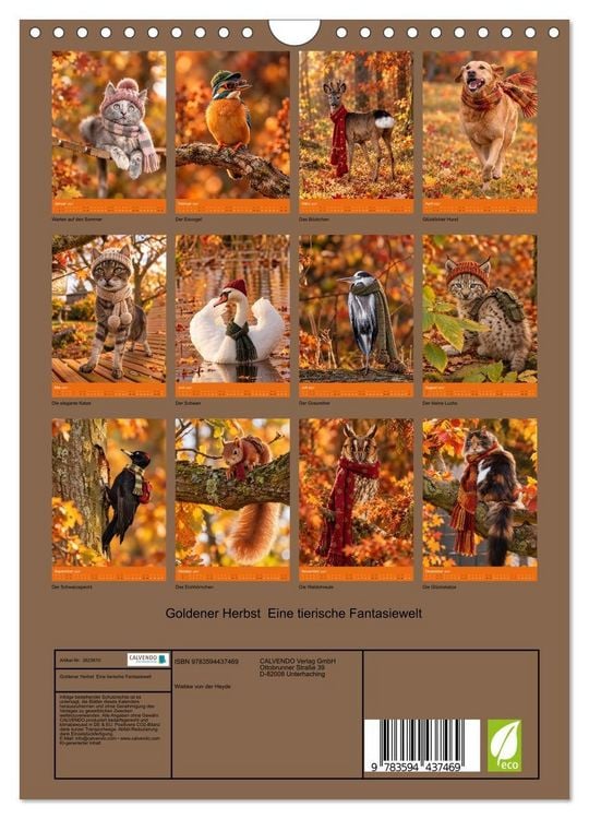 Produktbild: Goldener Herbst Eine tierische Fantasiewelt (Wandkalender 2027 DIN A4 hoch), CALVENDO Monatskalender