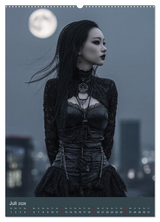 Produktbild: Gothic Girls - d&uuml;stere Frauen in schwarzer Gothic-Kleidung (hochwertiger Premium Wandkalender 2026 DIN A2 hoch), Kunstdruck in Hochglanz