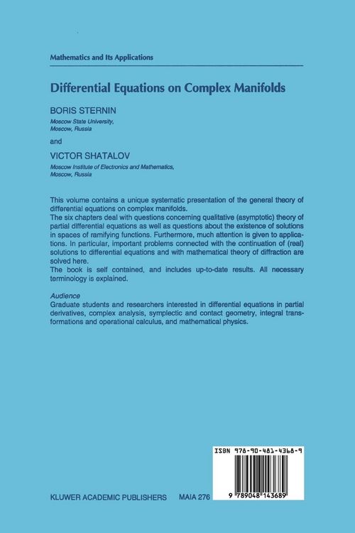 Produktbild: Differential Equations on Complex Manifolds