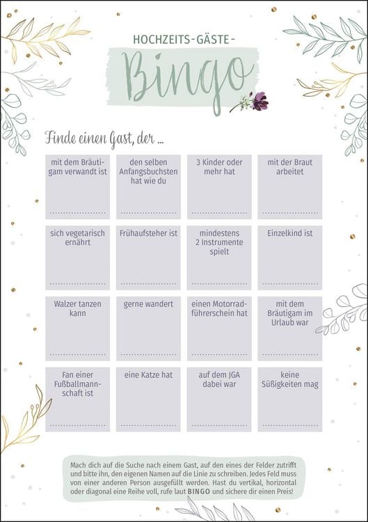 Produktbild: Hochzeits-G&auml;ste-Bingo
