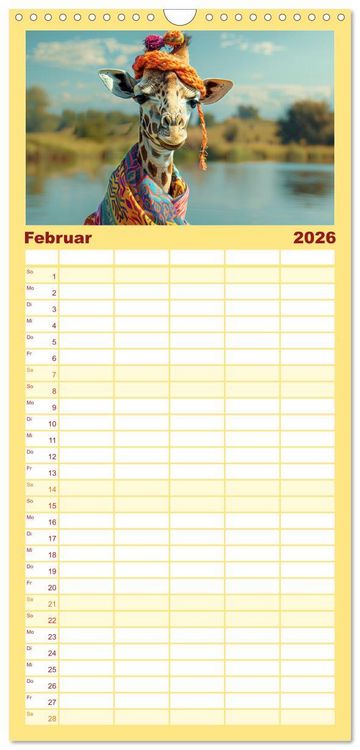 Produktbild: Familienplaner 2026 - Giraffen-Trend. Hals und Stil mit 5 Spalten (Wandkalender, 21 x 45 cm) CALVENDO