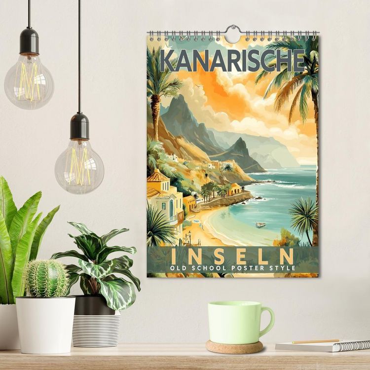 Produktbild: Kanarische Inseln - Old School Poster Style (Wandkalender 2027 DIN A4 hoch), CALVENDO Monatskalender