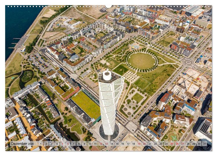 Produktbild: Malm&ouml; von oben (hochwertiger Premium Wandkalender 2026 DIN A2 quer), Kunstdruck in Hochglanz