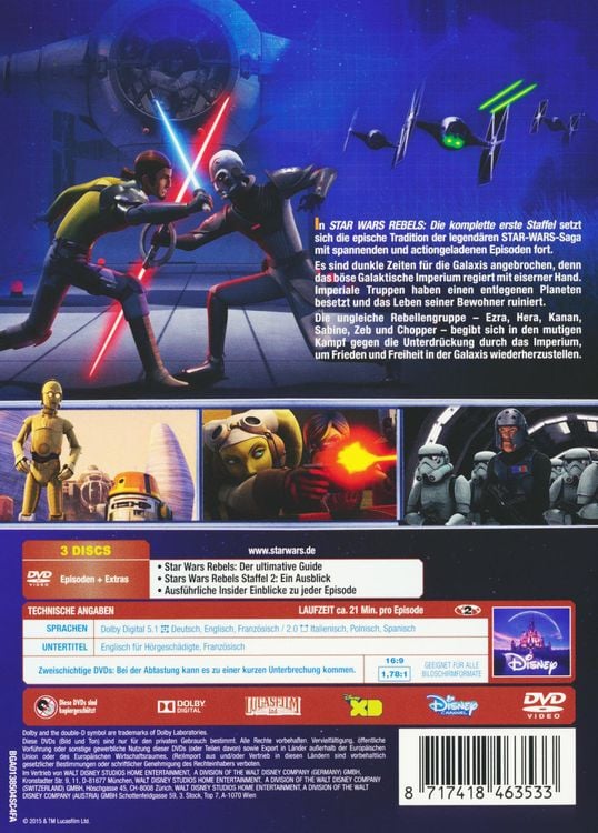 Produktbild: Star Wars Rebels - Die komplette erste Staffel [3 DVDs]